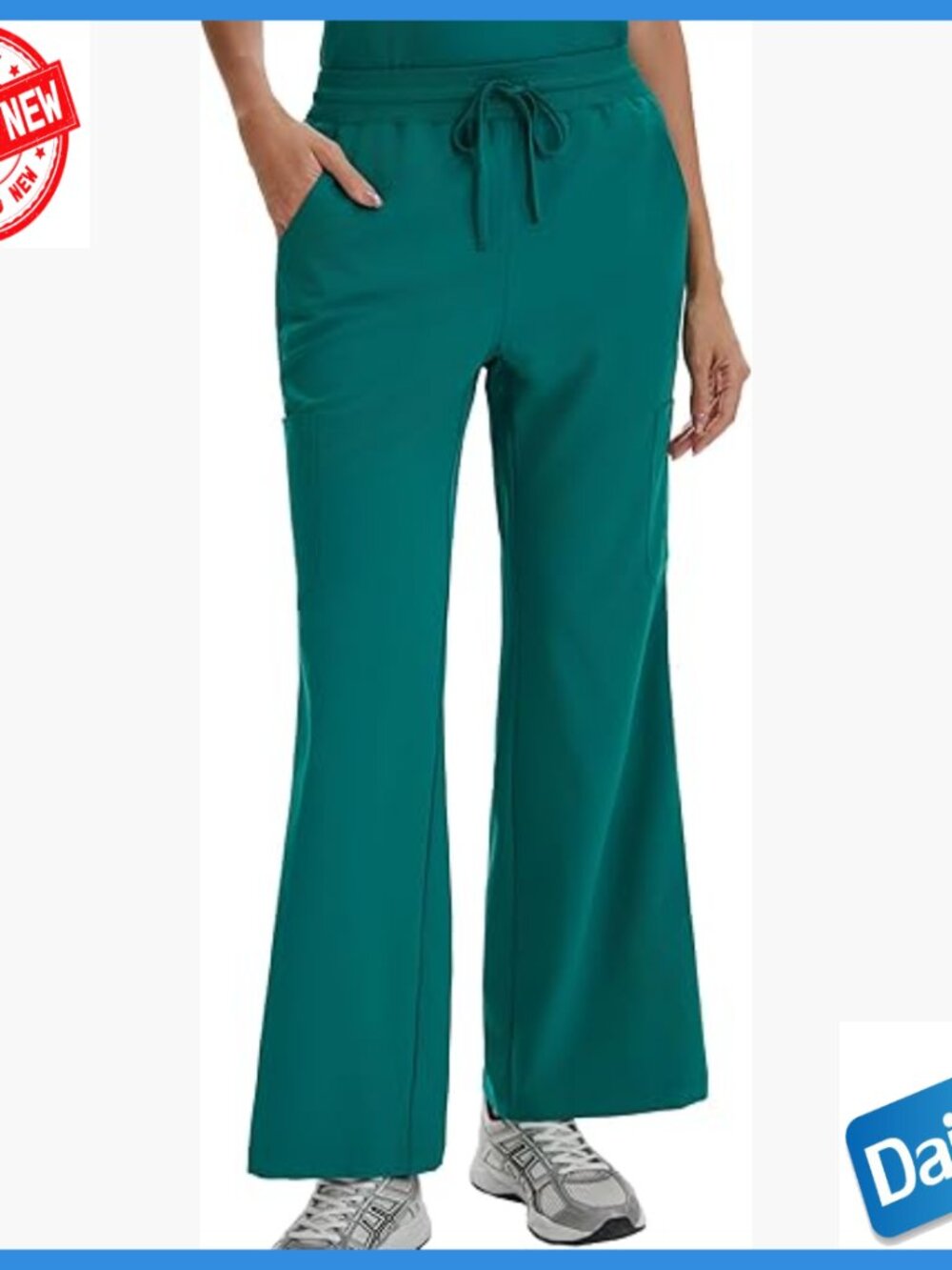 High Rise Flare Cargo Scrub Pants with 6 Pockets Four Way Stretch